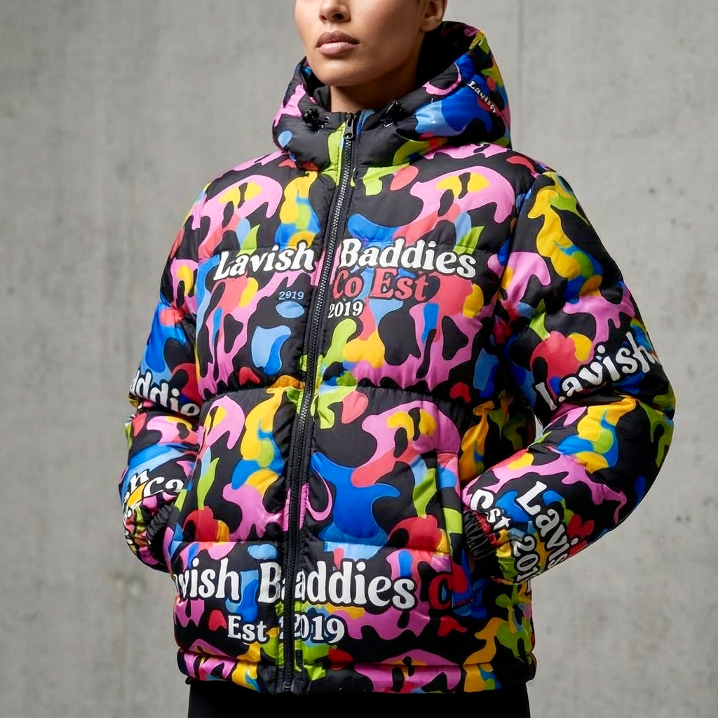 Camo Print Down Jacket