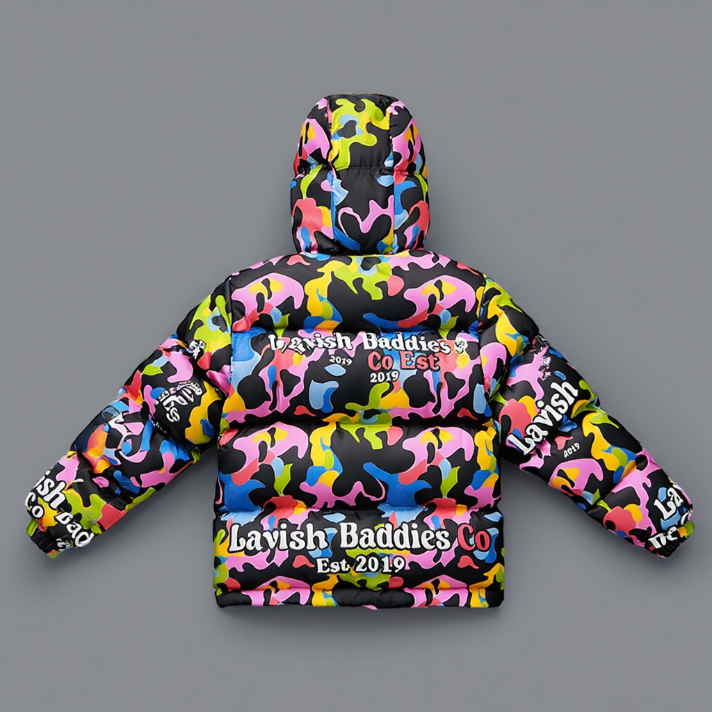 Camo Print Down Jacket