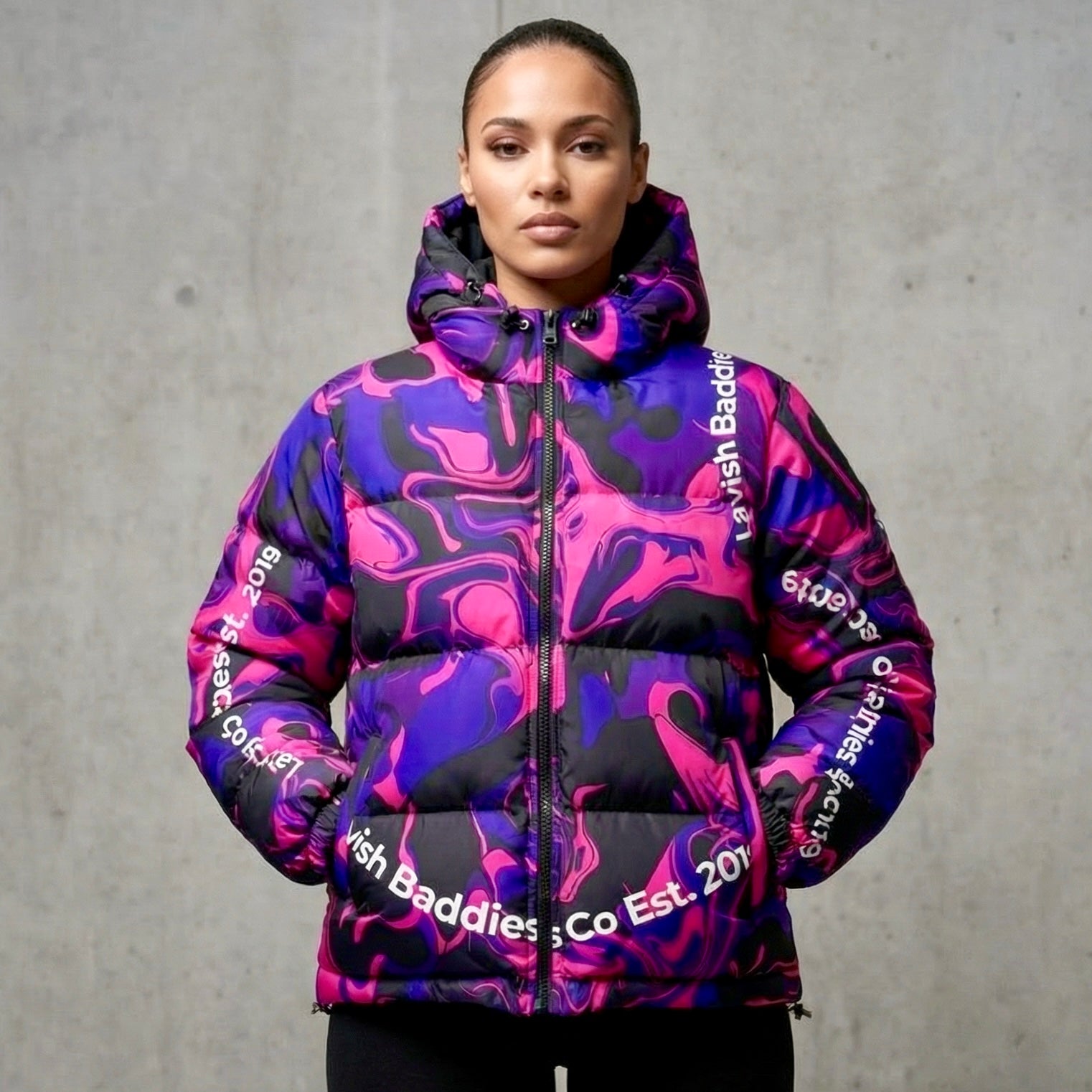 Purple Marble Down Jacket
