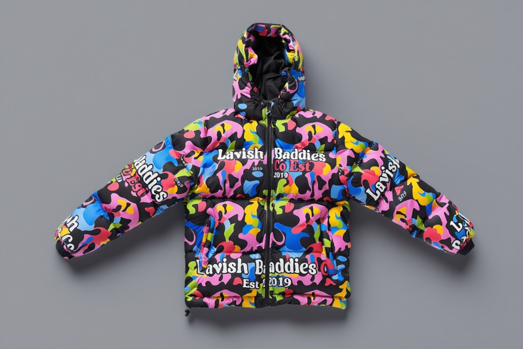 Camo Print Down Jacket