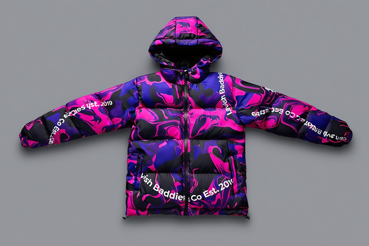 Purple Marble Down Jacket