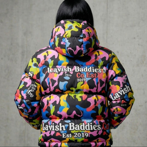 Camo Print Down Jacket